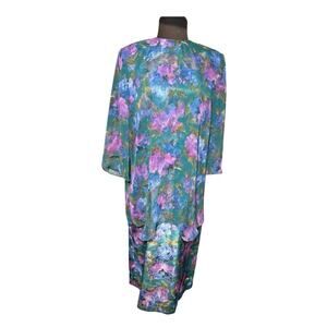 Vtg Moody Floral Sheer Chiffon Satin Layered Midi Dress Women's Size 8 Romantic